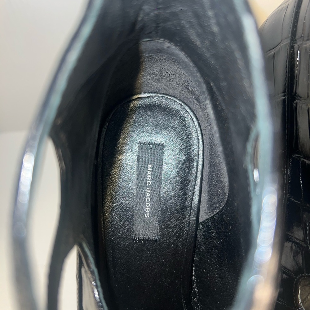 Marc Jacobs Black Croc-Embossed Heeled Boots - Picture 8 of 9